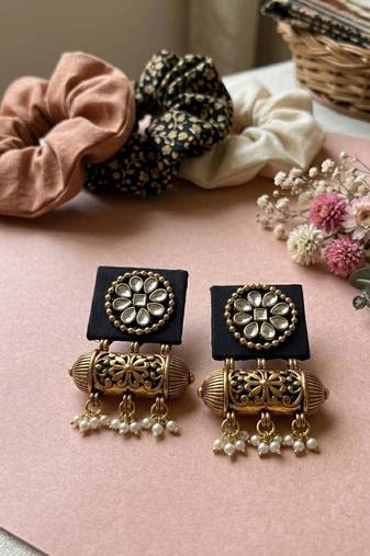 Black color handcraft earrings