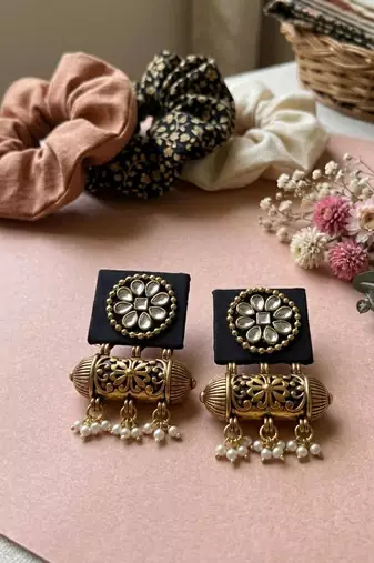 Black color handcraft earrings
