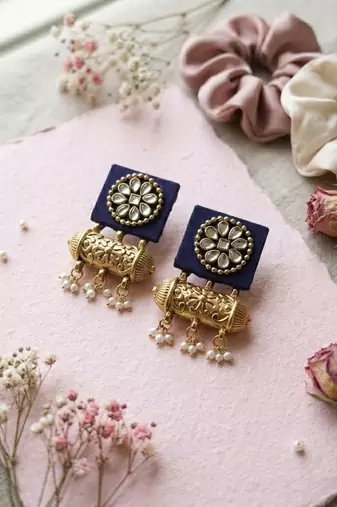 Purple color handcraft earrings