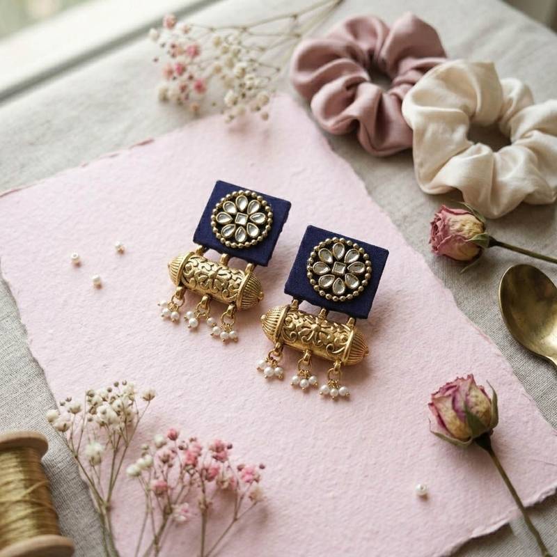 Purple color handcraft earrings