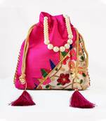 Marron embroidered potli bags – handcrafted wedding potli with beads 