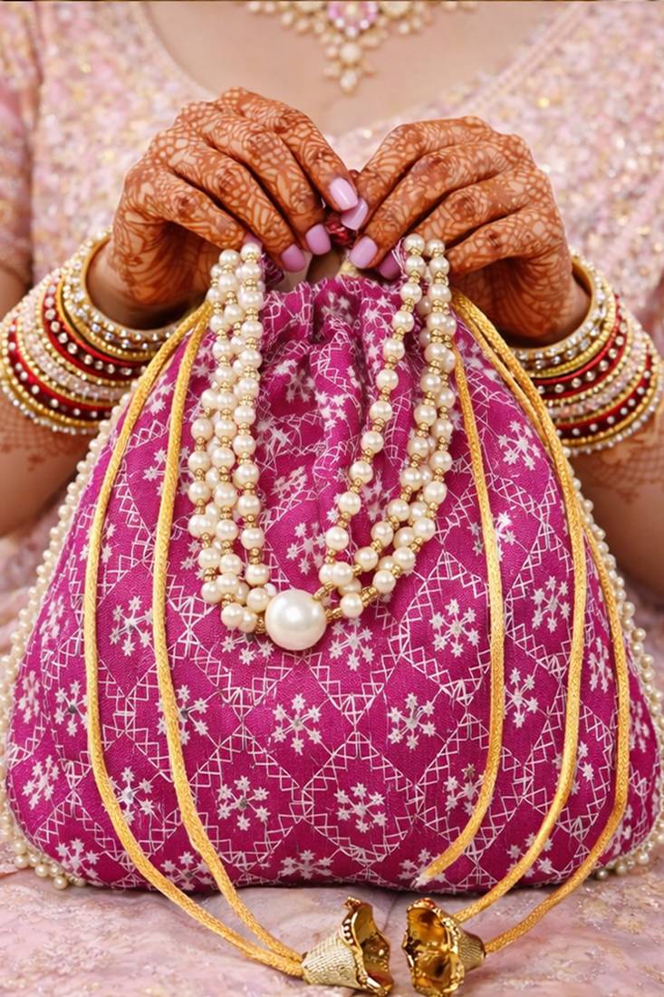 Rani embroidered potli bags handcrafted wedding potli with beads 