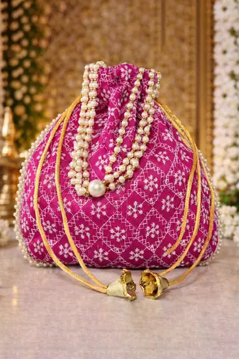 Rani embroidered potli bags handcrafted wedding potli with beads 
