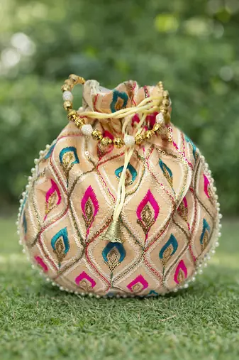 Multy embroidered potli bags handcrafted wedding potli with beads 