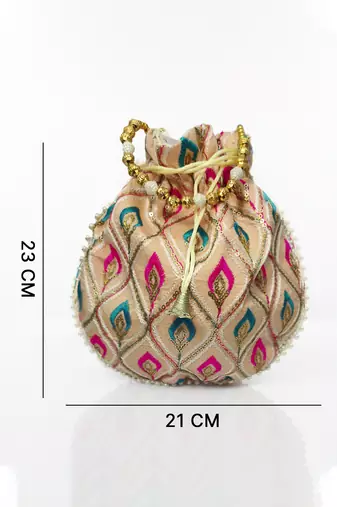 Multy embroidered potli bags handcrafted wedding potli with beads 