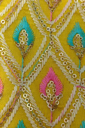 Yellow embroidered potli bags handcrafted wedding potli with beads  