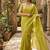 Lime Color Pearl border Work Georgette Saree