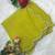 Lime Color Pearl border Work Georgette Saree