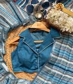 Blue Color Digital Print Work Cotton Saree