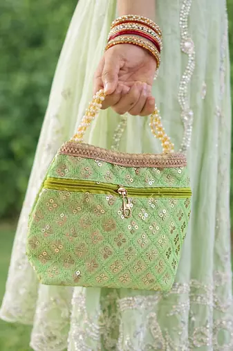 Green potali bags for women handbags for parties