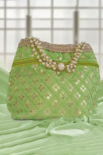 Green potali bags for women handbags for parties