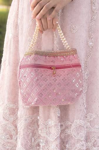 Pink potali bags for women handbags for parties