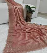 Baby Pink Color hand Dimond work chiffon saree 