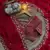Red Color real beads work chiffon saree  
