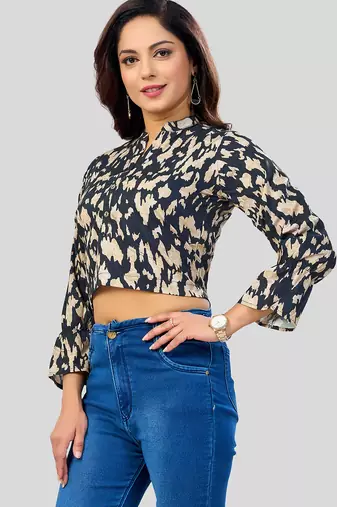  Poly Crepe printed short top