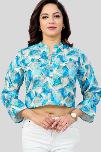  cotton blend printed short top