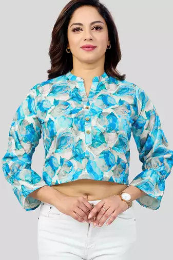  cotton blend printed short top