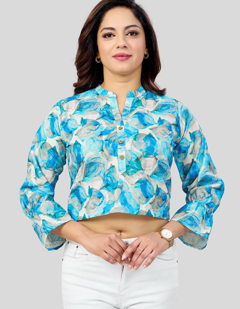  cotton blend printed short top