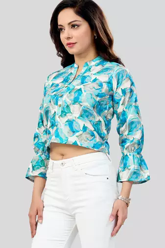  cotton blend printed short top