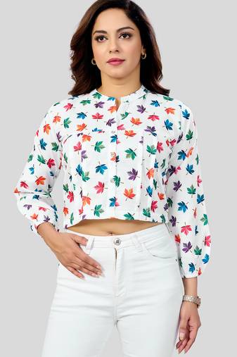  cotton blend printed short top