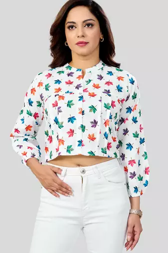  cotton blend printed short top