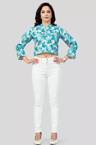  cotton blend printed short top