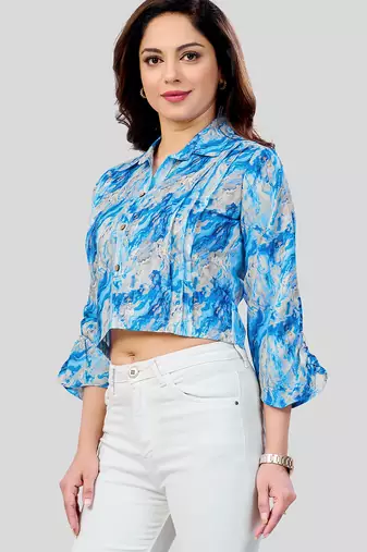  cotton blend printed short top