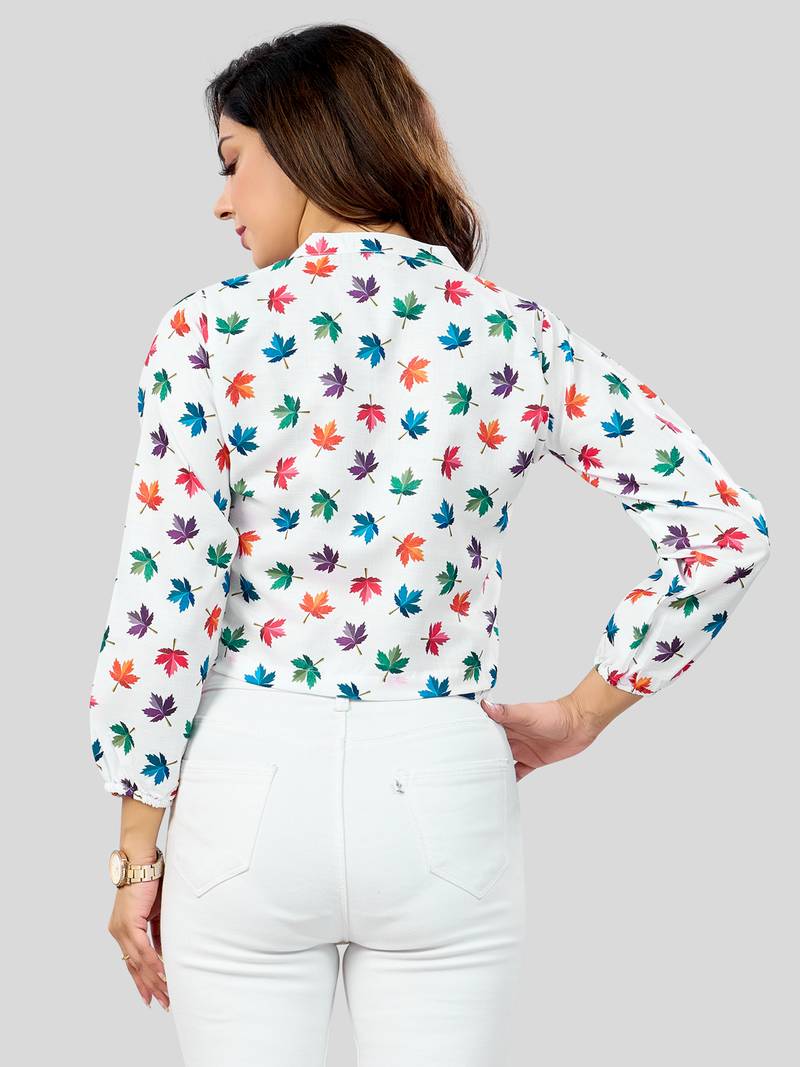  cotton blend printed short top