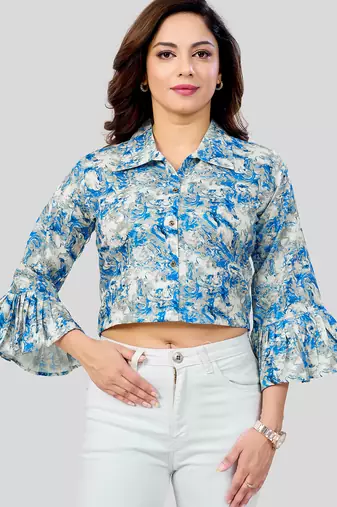  cotton blend printed short top