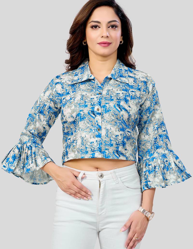  cotton blend printed short top