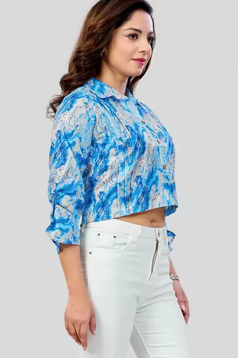  cotton blend printed short top