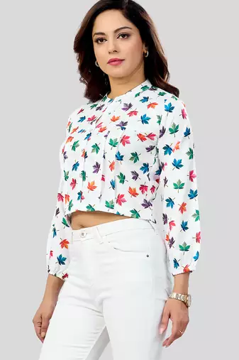  cotton blend printed short top