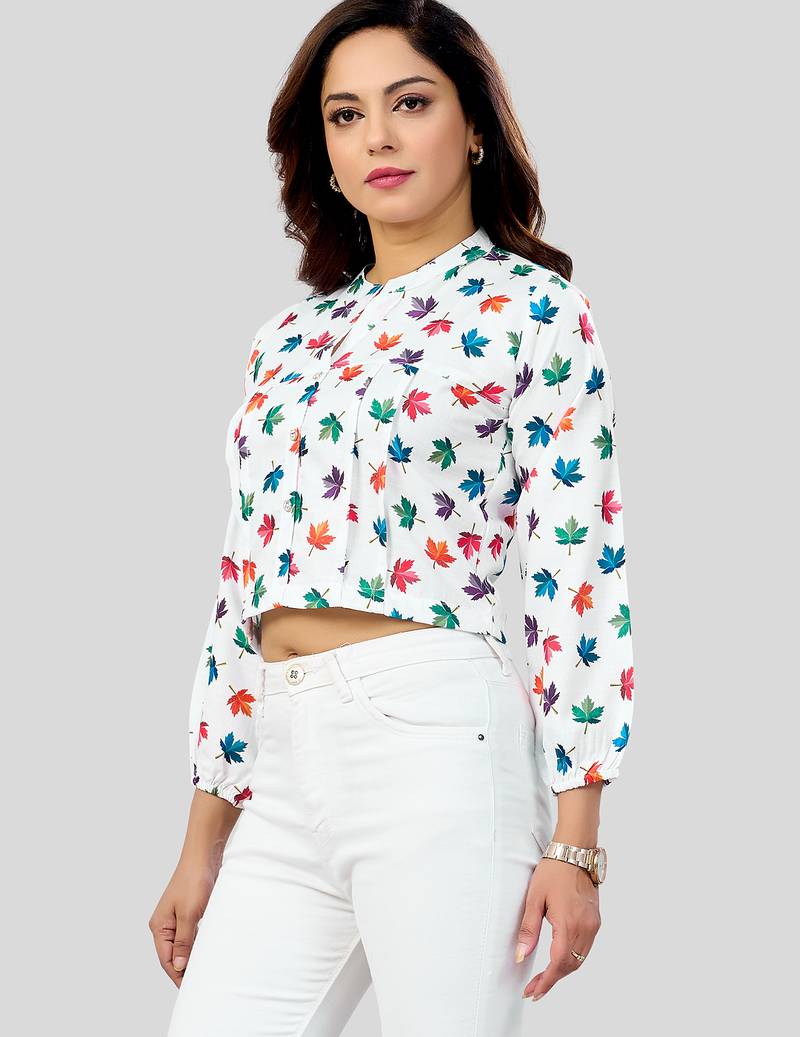  cotton blend printed short top