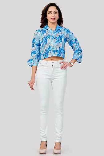  cotton blend printed short top