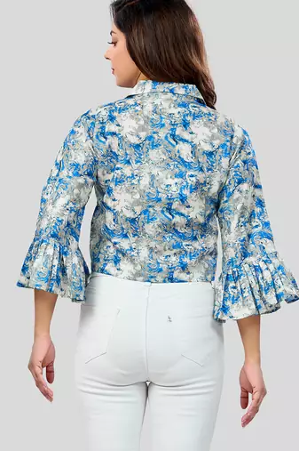  cotton blend printed short top