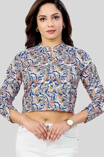  cotton blend printed short top