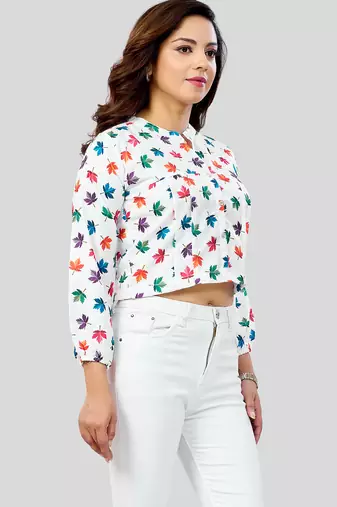  cotton blend printed short top