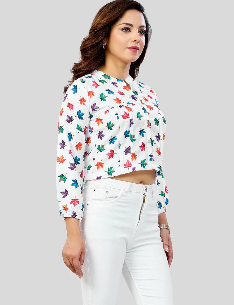  cotton blend printed short top
