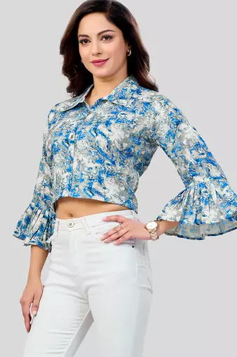 cotton blend printed short top