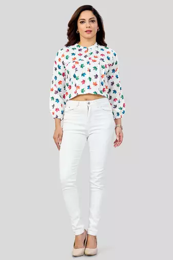  cotton blend printed short top