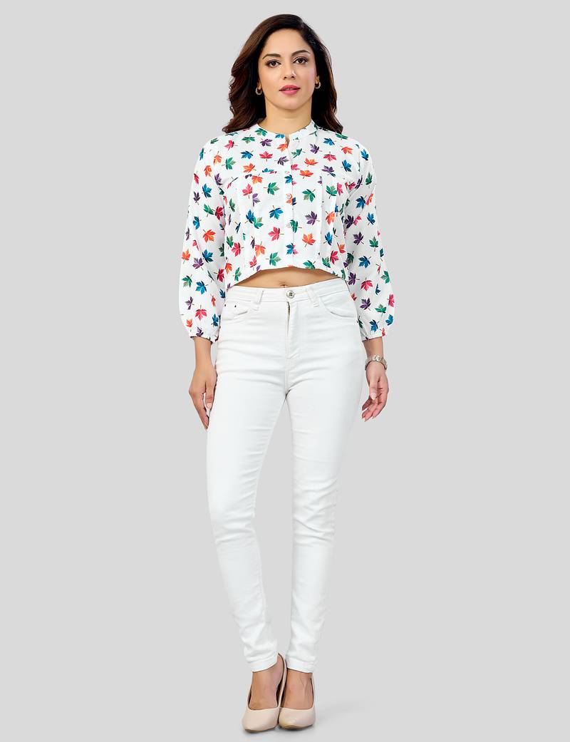  cotton blend printed short top