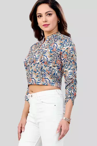  cotton blend printed short top