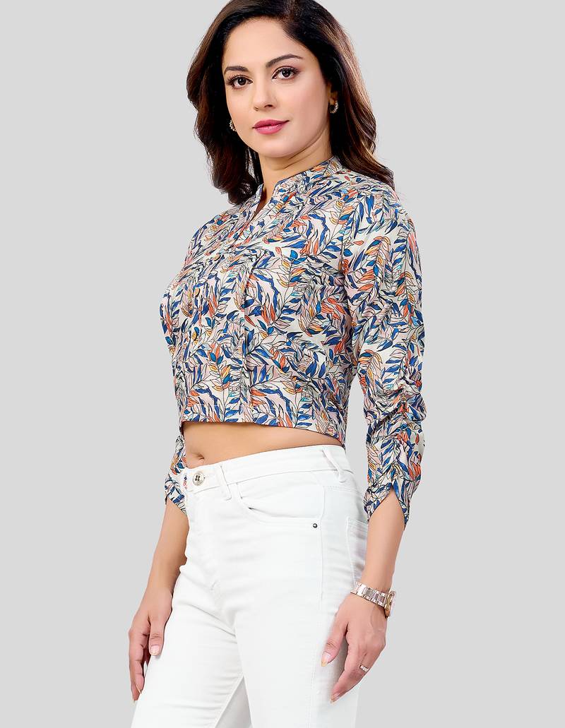  cotton blend printed short top