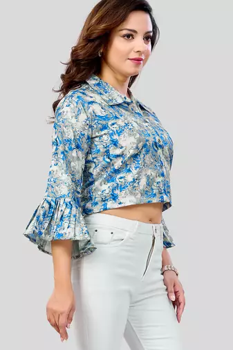  cotton blend printed short top