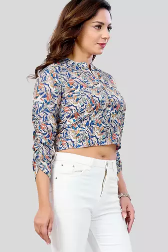  cotton blend printed short top