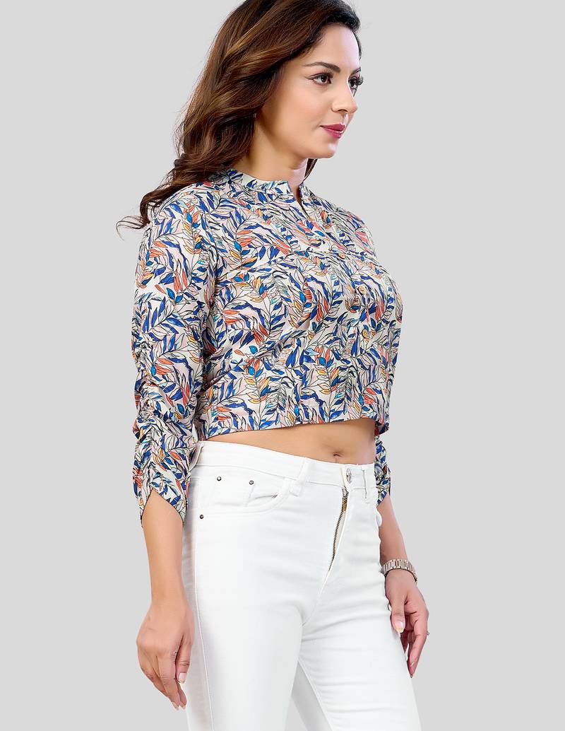  cotton blend printed short top