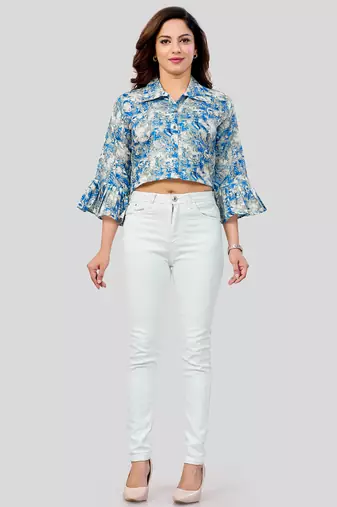  cotton blend printed short top