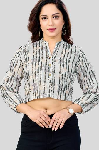  cotton blend printed short top