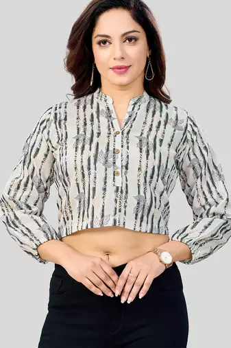  cotton blend printed short top