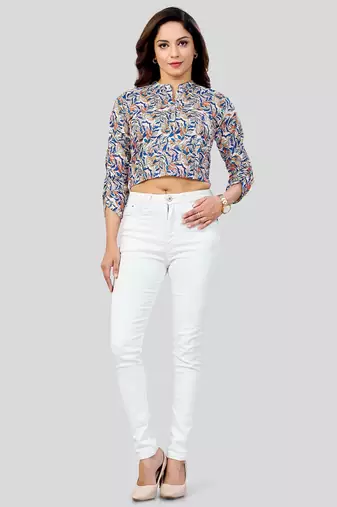  cotton blend printed short top